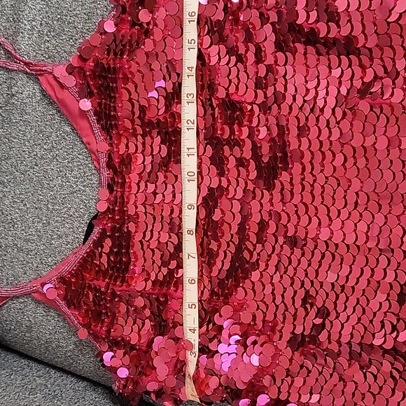 NWT Chaudry HOT PINK Silk & Sequin Dress Size Large - Picture 11 of 12